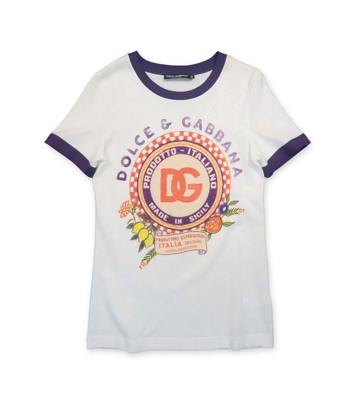 Dolce & Gabbana T-Shirt weiß Baumwolle Größe 38 mit Logo Print