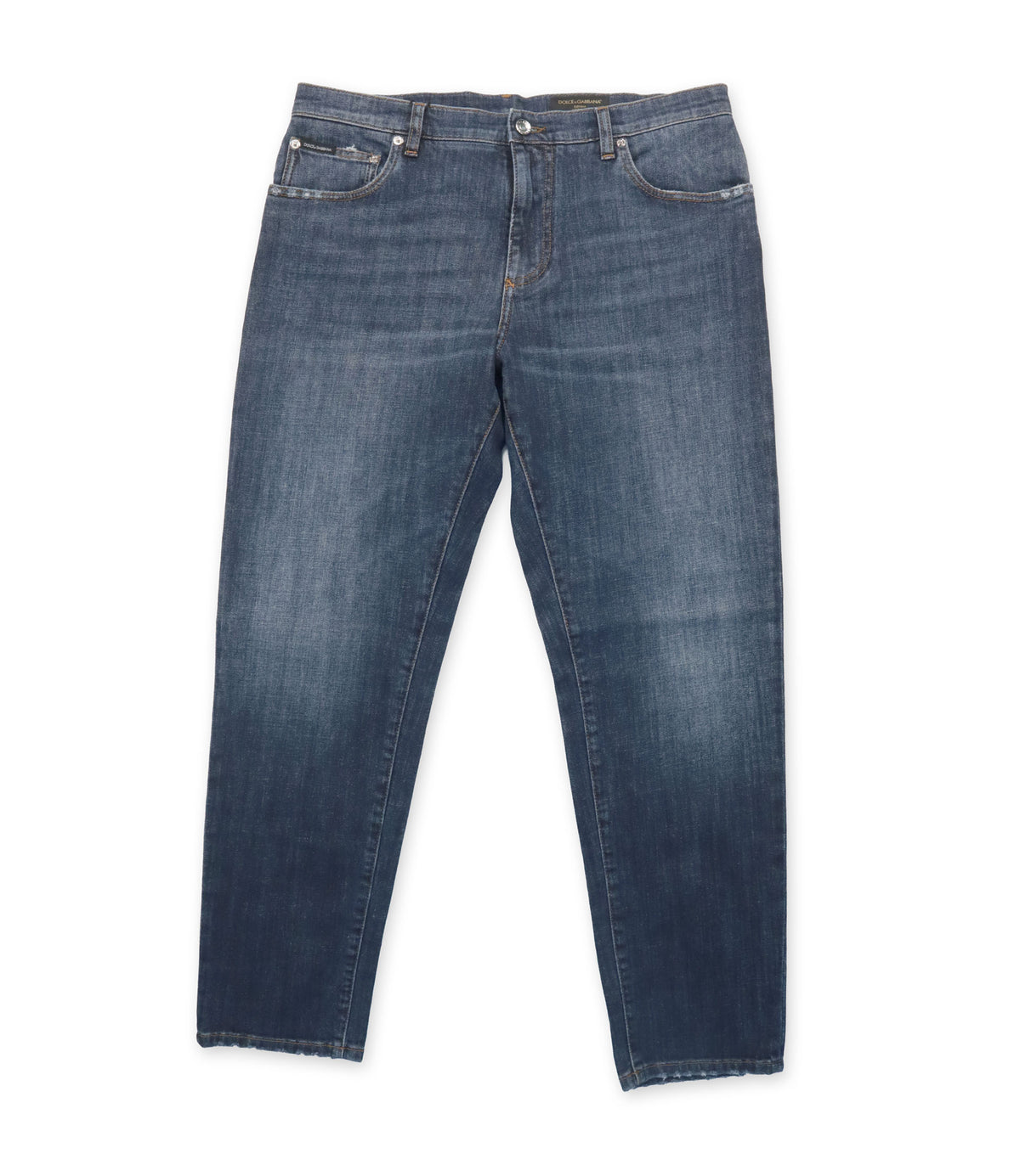 Dolce & Gabbana Jeans Größe 48 aus blauem Denim im Loose Fit mit Used-Waschung Made in Italy.