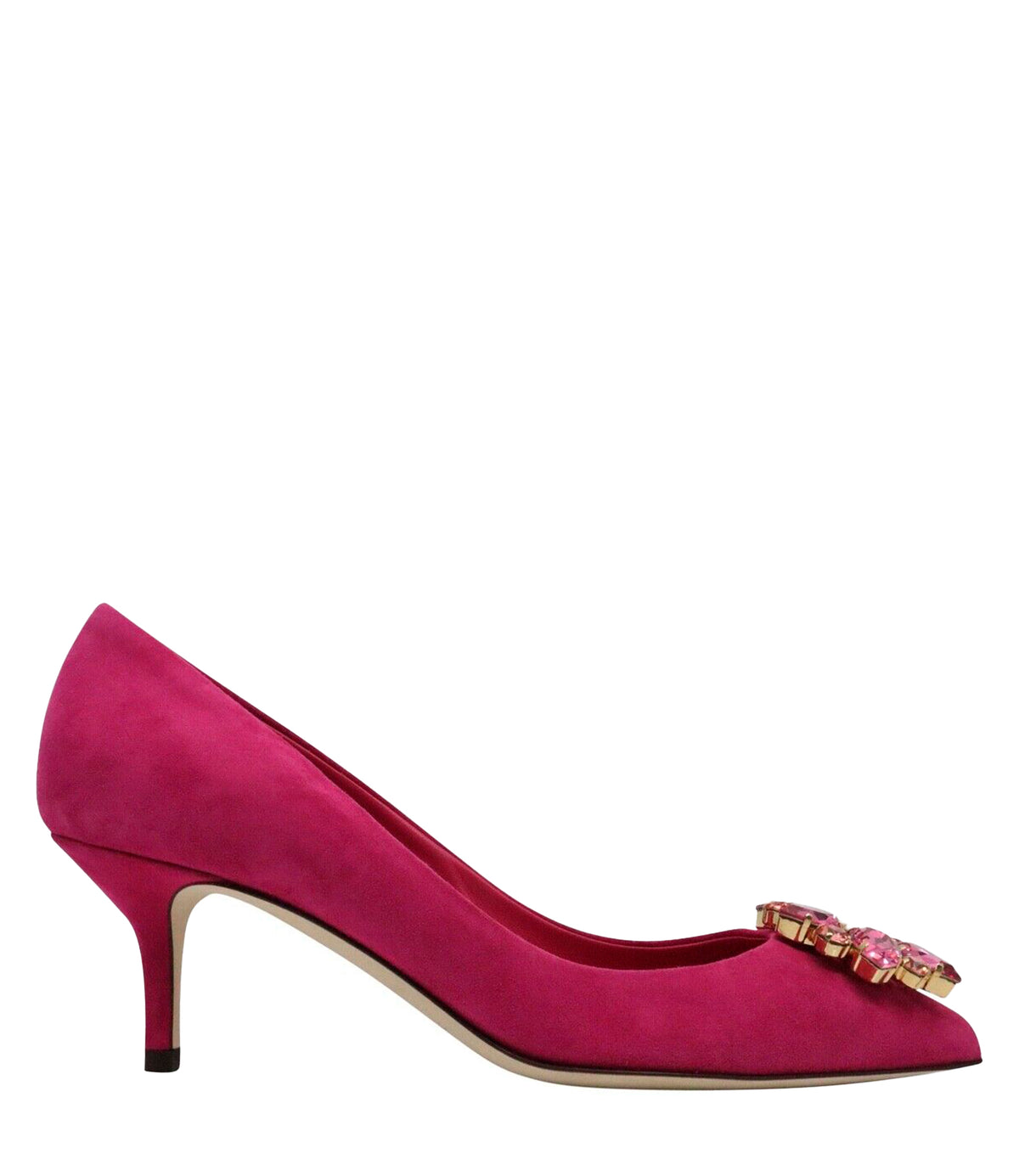 Dolce & Gabbana High Heels Größe 35 in Pink aus Veloursleder mit Kristallverzierung und Kitten Heel