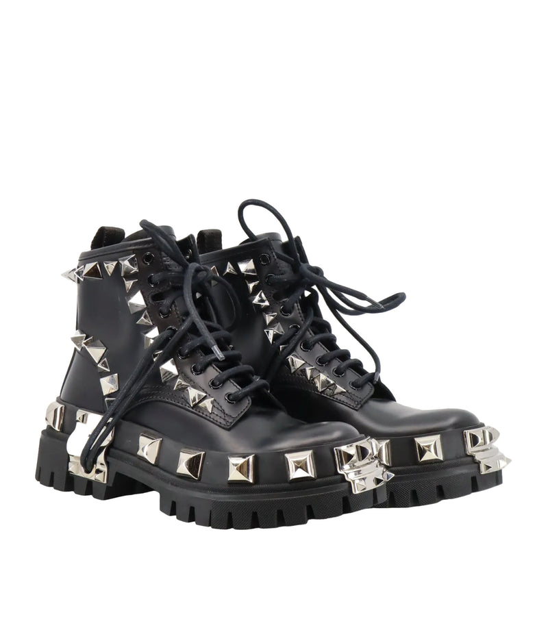 Dolce & Gabbana Boots schwarz mit silbernen Nieten Damen Größe 37