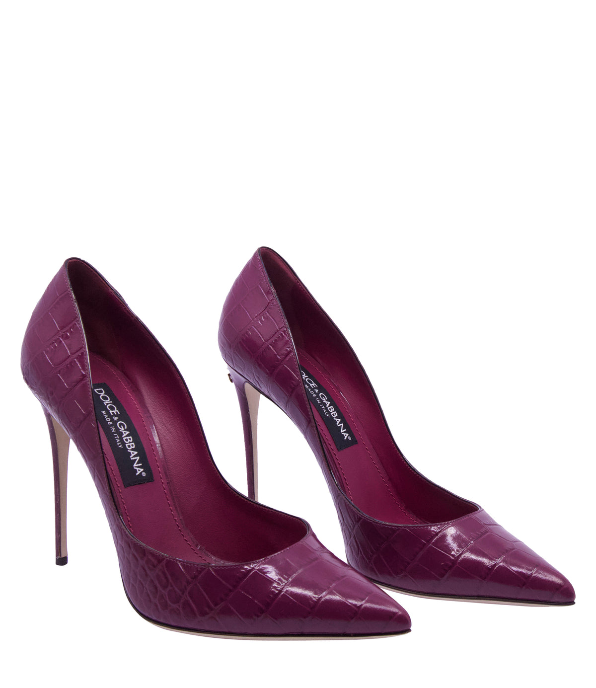 Dolce & Gabbana High Heels in Bordeaux mit Kroko-Optik und spitzer Form Größe 41