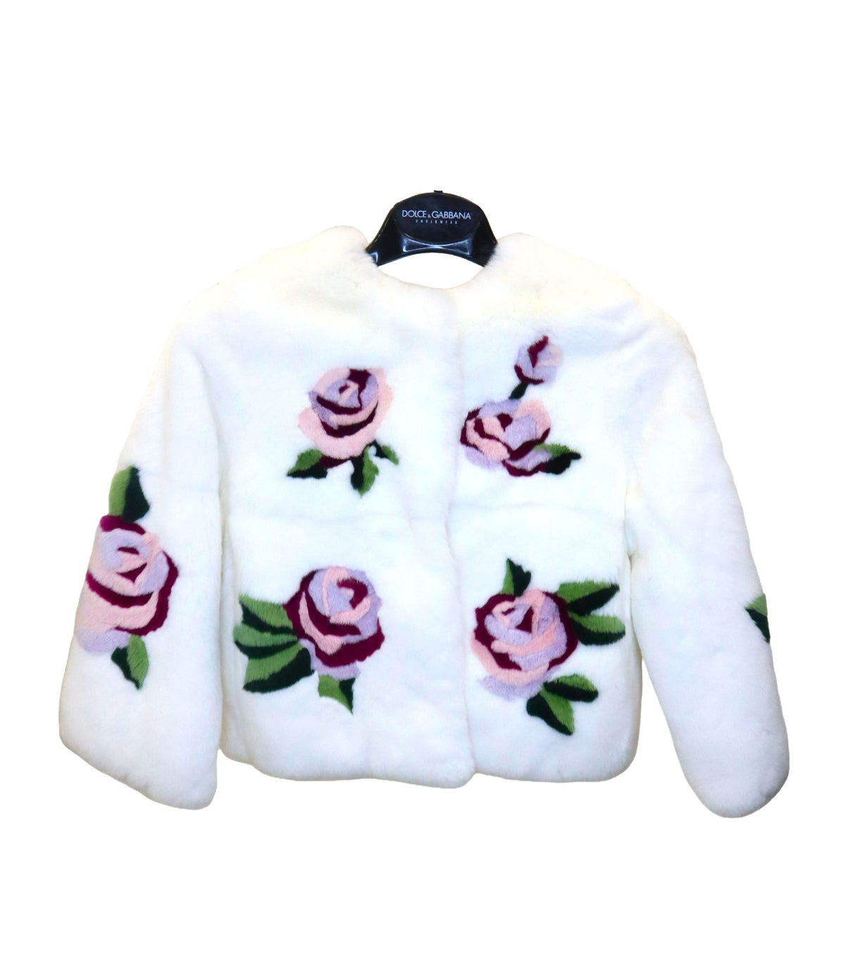 Dolce & Gabbana Damenmantel weiß mit Rosenmuster in Größe 5