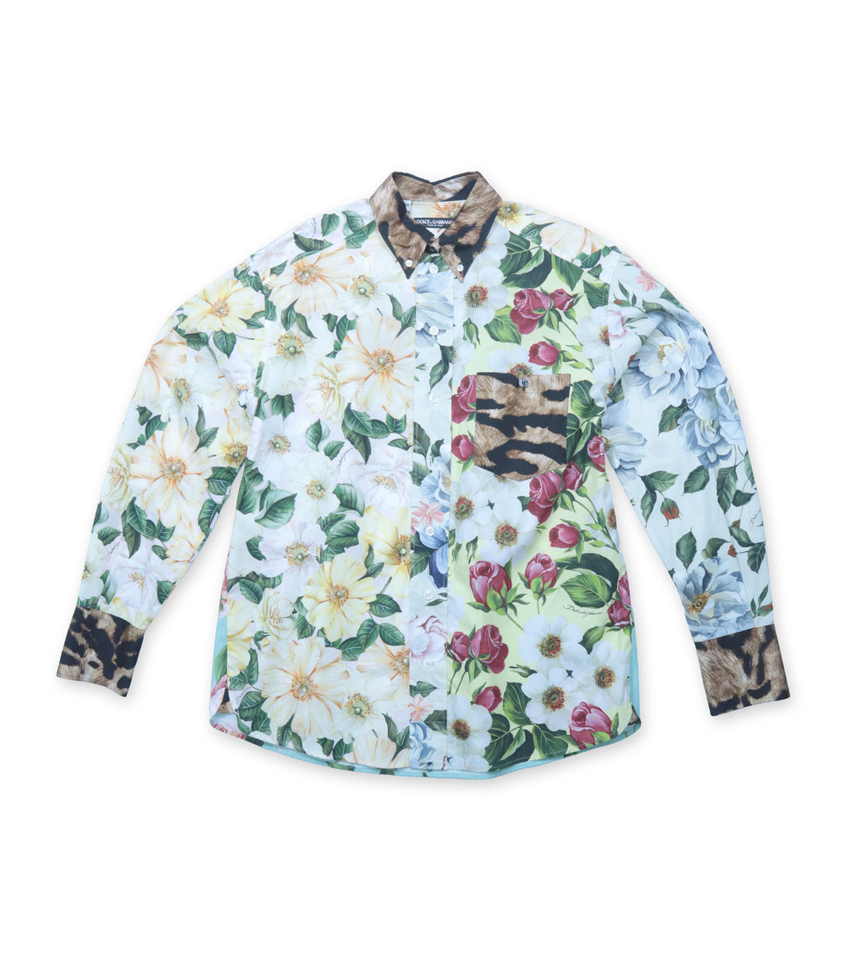 Dolce & Gabbana Hemd Größe 38 mit floralem Print und Leo-Details in Multicolor