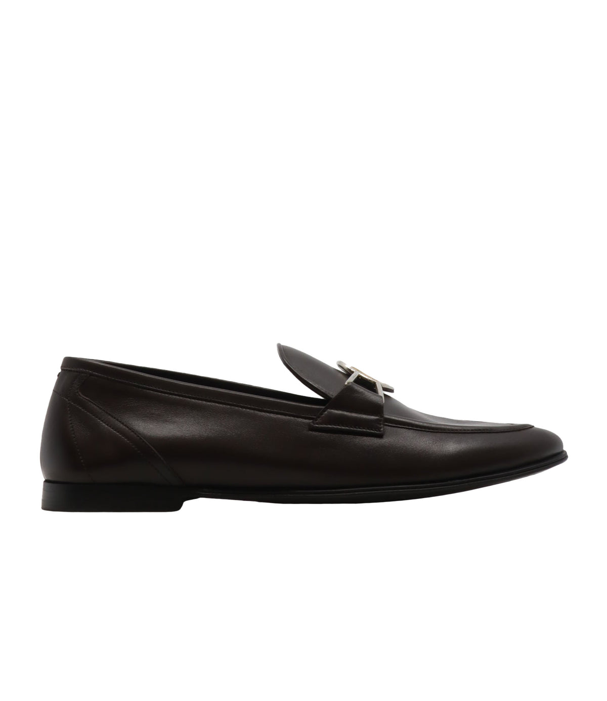 Dolce & Gabbana Herren-Loafer aus dunkelbraunem Leder mit Schnalle Größe 44