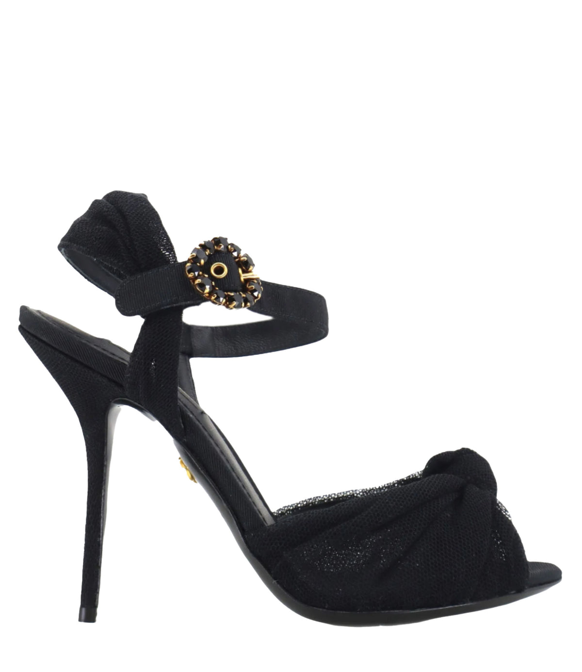 Dolce & Gabbana schwarze High Heels mit Schmuckverschluss und Mesh-Obermaterial