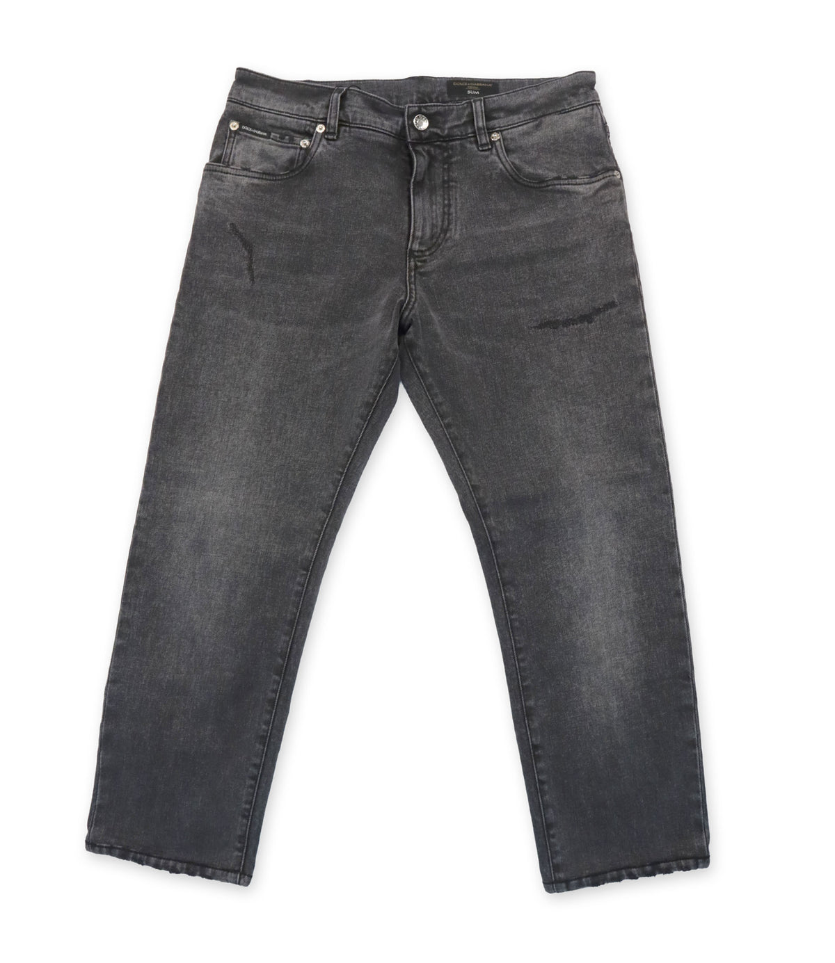 Dolce & Gabbana Jeans Größe 48 Schwarz Slim Fit Made in Italy mit Logo-Patch und Used-Waschung.