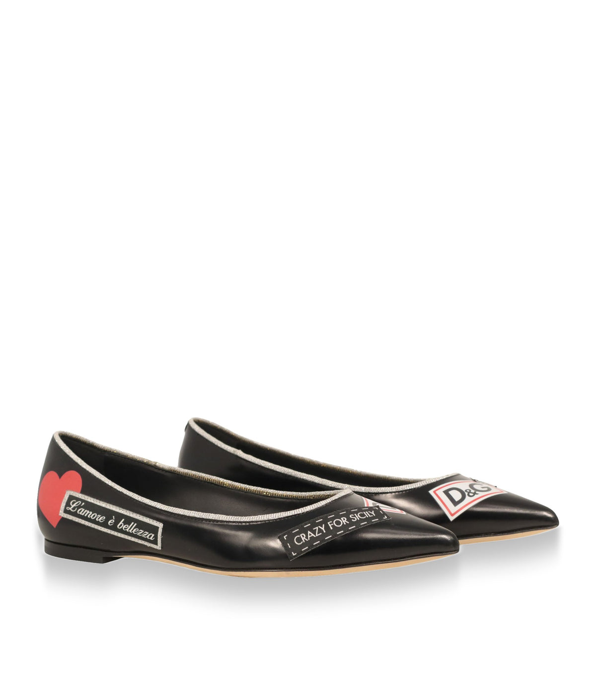 Dolce & Gabbana Ballerinas schwarz Leder Herz Größe 36