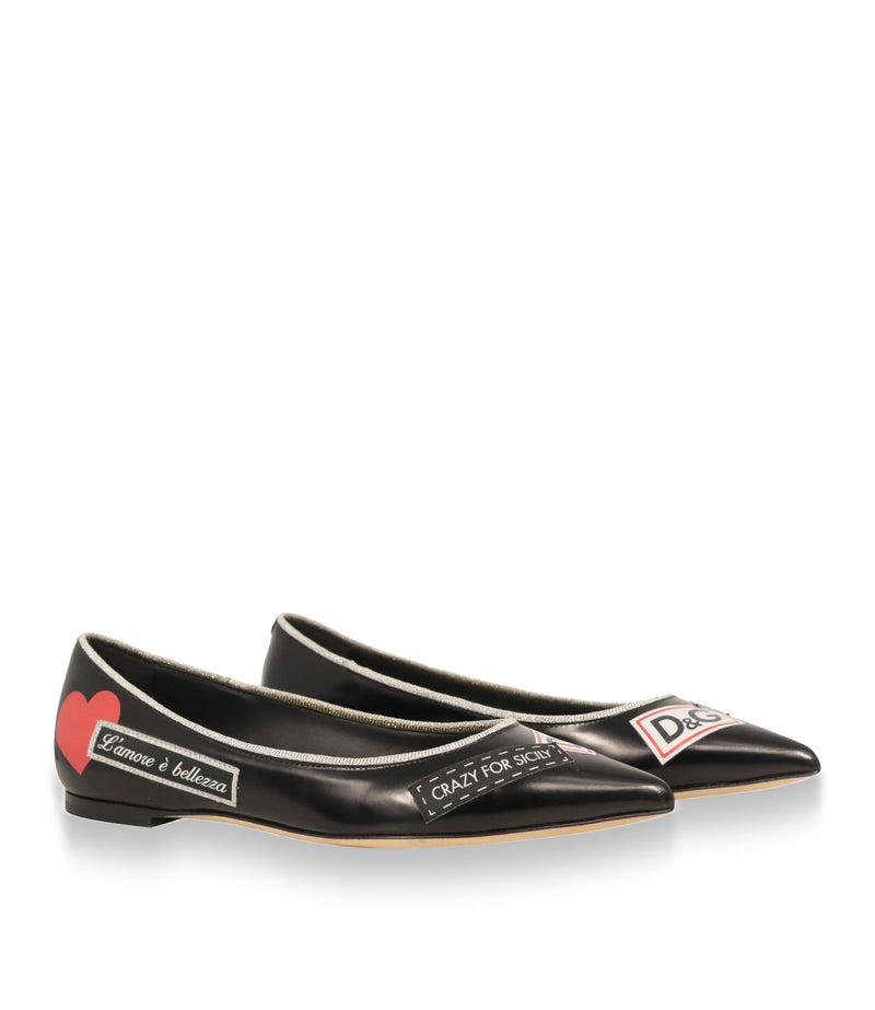 Dolce & Gabbana Ballerinas schwarz Leder Herz Größe 36