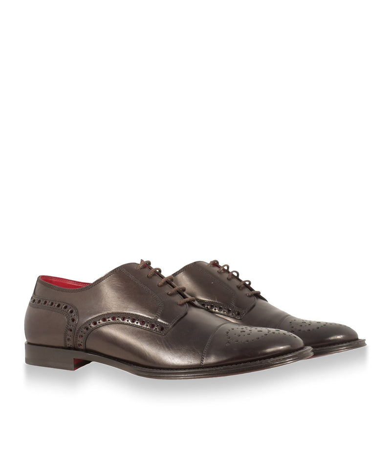 Dolce & Gabbana Business Schuhe aus dunkelbraunem Glattleder mit Brogue-Details Größe 42