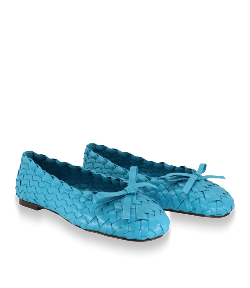Dolce & Gabbana Ballerinas aus türkisem Leder mit Schleife
