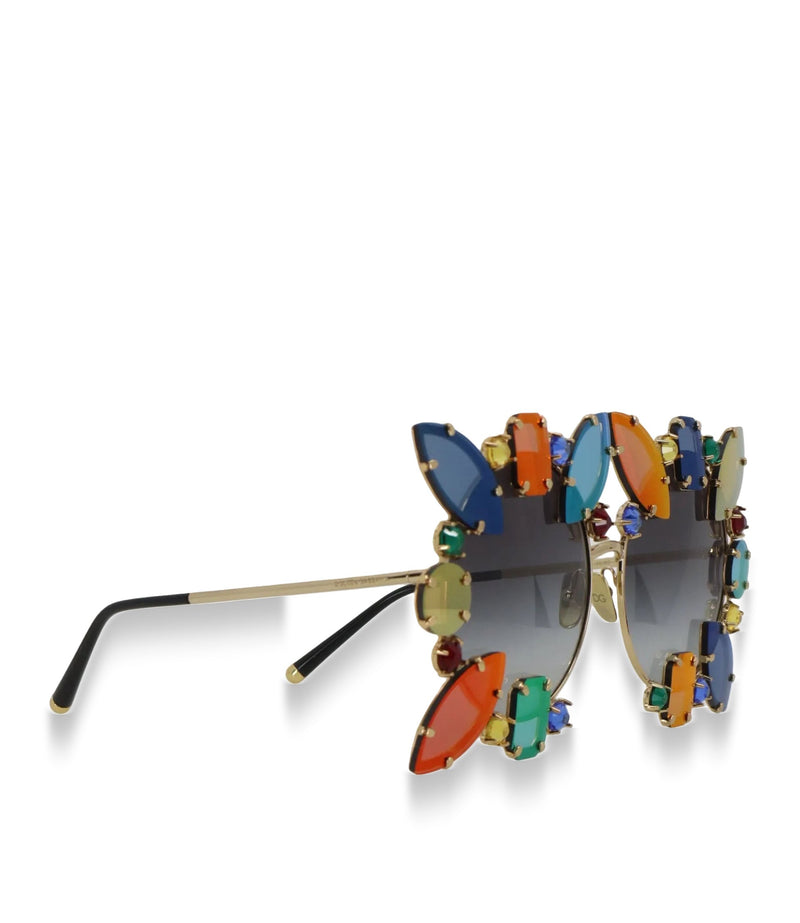 Dolce & Gabbana Sonnenbrille rund multicolor kristallbesetzt luxuriös Statement Accessoire
