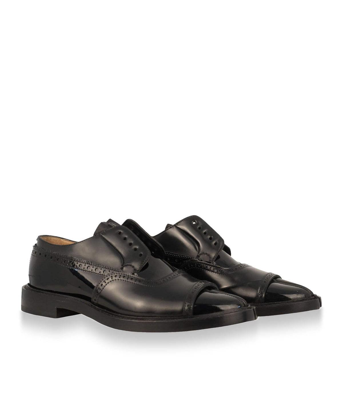Maison Margiela Derby Tabi Schuhe aus schwarzem Glattleder Größe 38