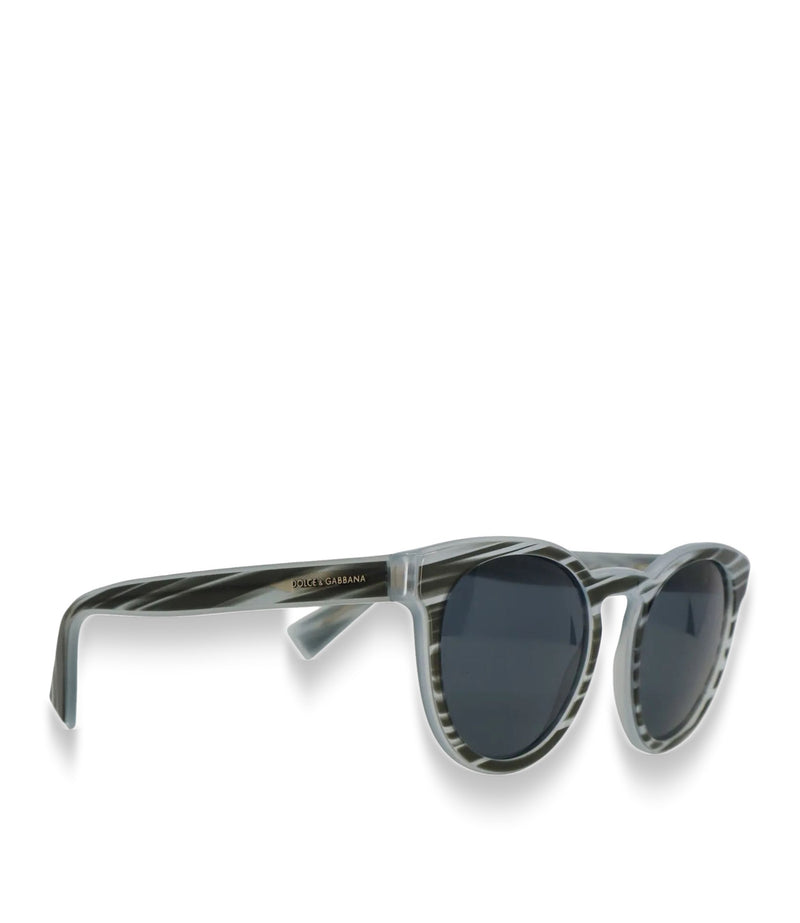 Dolce & Gabbana Sonnenbrille rund grau transparent minimalistisch luxuriös Designer Accessoire