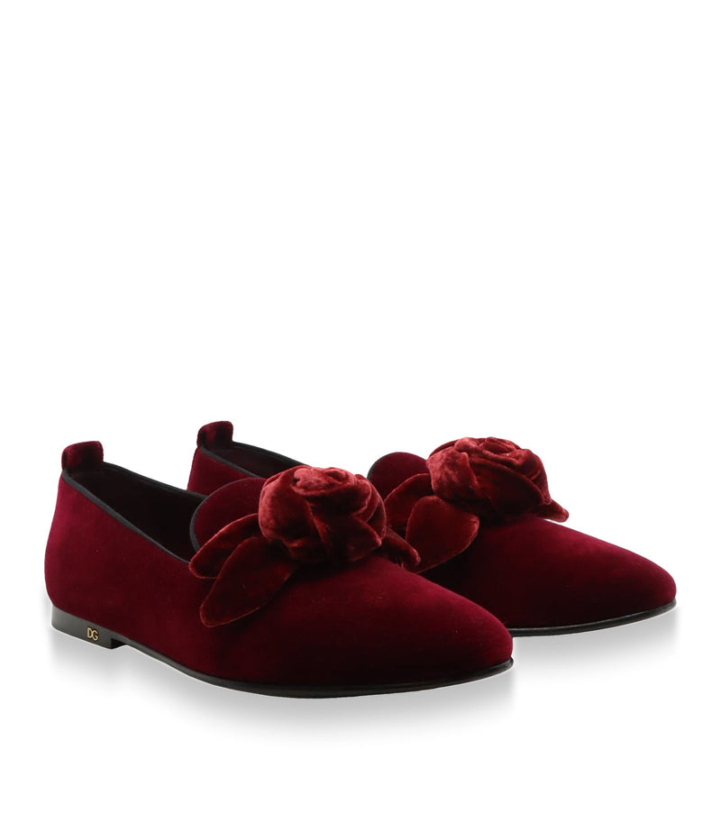 Dolce & Gabbana Herren-Loafer aus bordeauxrotem Samt mit Schleife Größe 44