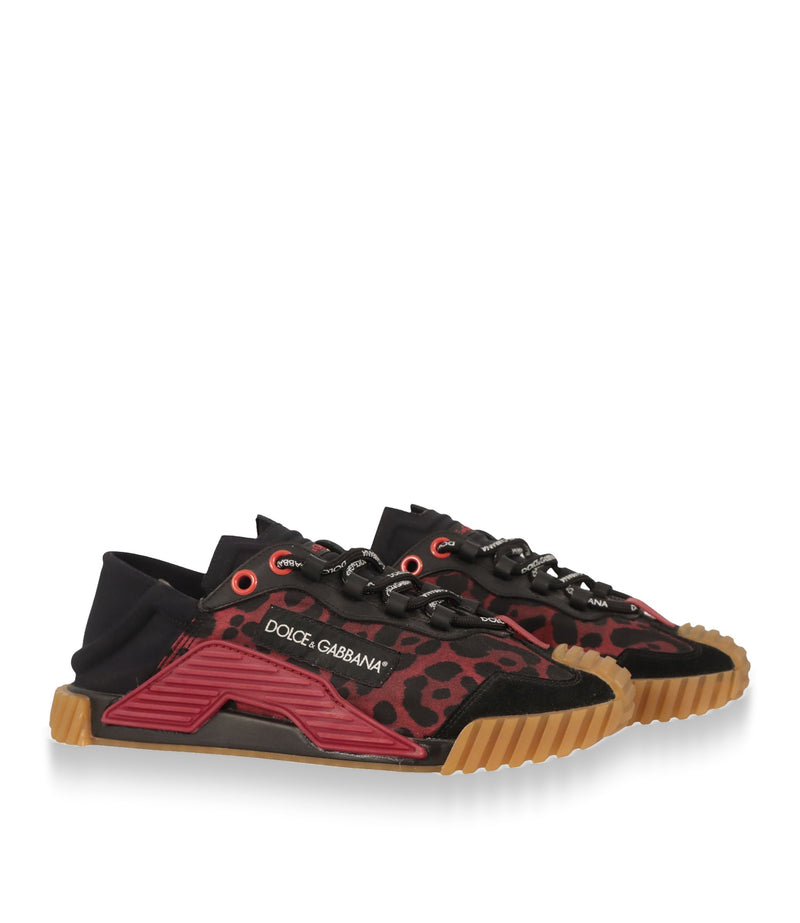 Dolce & Gabbana Sneaker Größe 39 mit rotem Leopardenmuster und Gummisohle aus Italien.