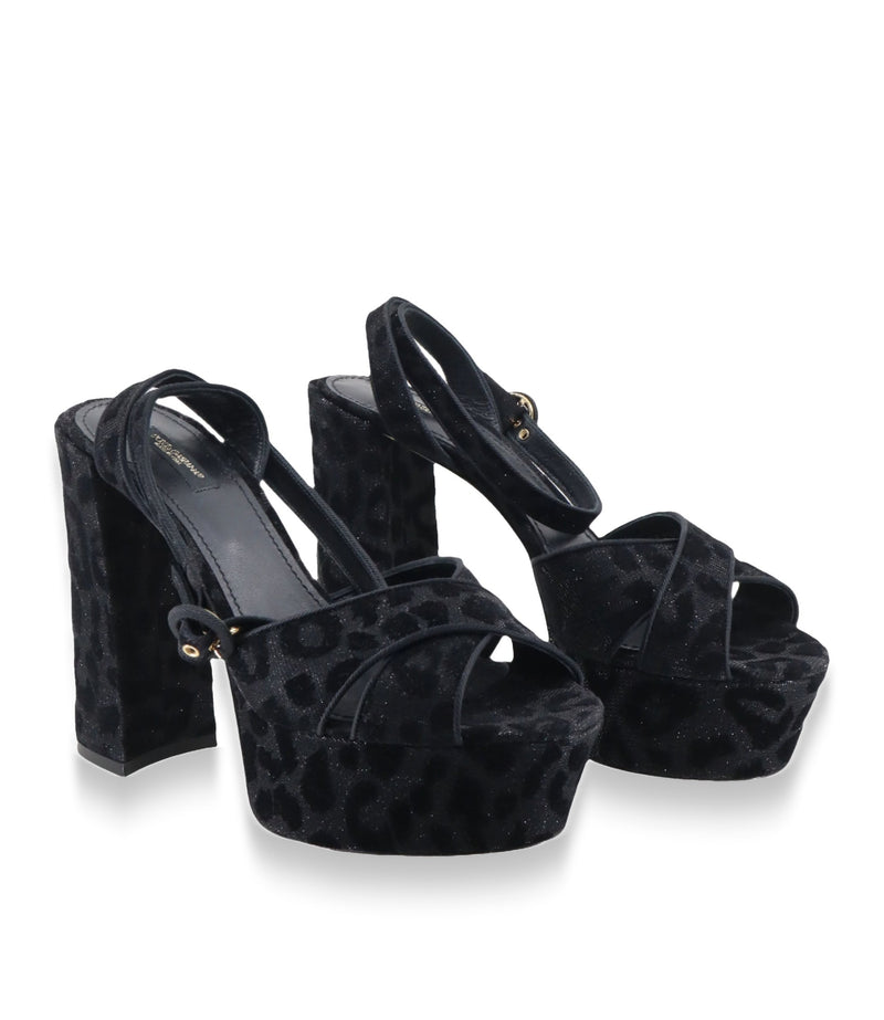 Dolce & Gabbana Plateau-Sandalen Schwarz mit Blockabsatz und Plateau Größe 40 aus Italien