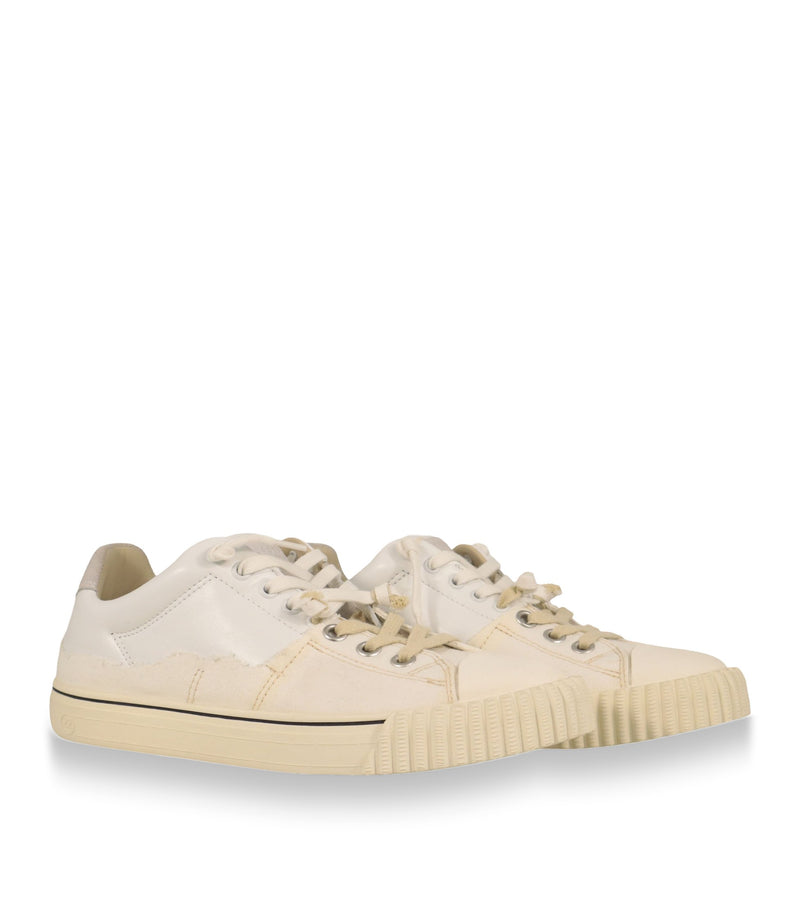 Maison Margiela Sneaker Größe 41 in Creme und Off-White aus Leder und Canvas mit Gummisohle im Designer Sale.