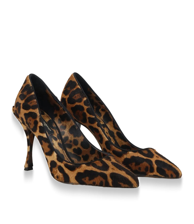 Dolce & Gabbana High Heels mit Leopardenmuster aus Ponyfell und geschwungenem Absatz