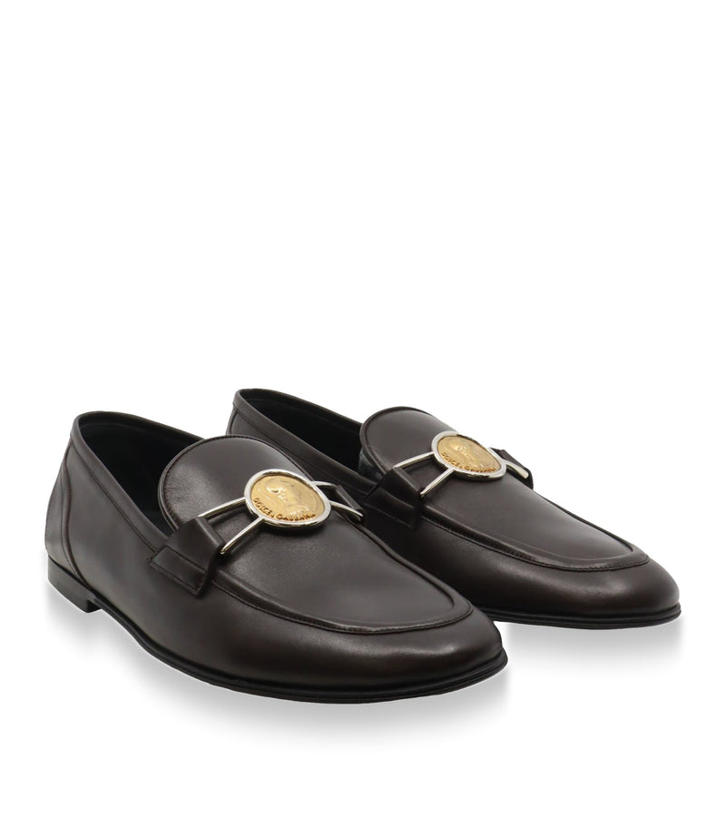 Dolce & Gabbana Herren-Loafer aus dunkelbraunem Leder mit Schnalle Größe 44