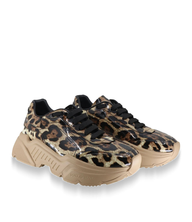Dolce & Gabbana Sneaker mit Leopardenmuster und beiger Chunky-Sohle Größe 39