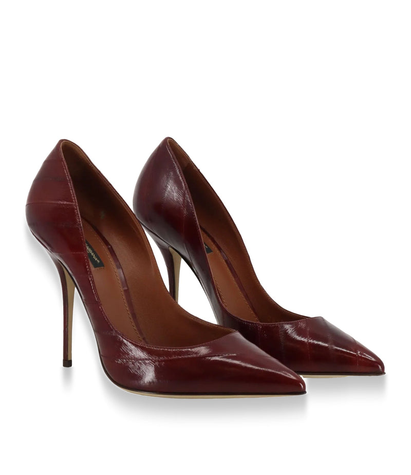 Dolce & Gabbana High Heels Bordeaux Leder Größe 41 elegant