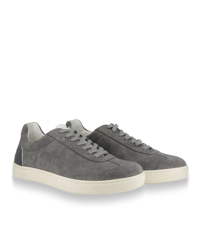 Grauer Dolce & Gabbana Sneaker aus Veloursleder mit heller Sohle und schwarzem Fersenlogo