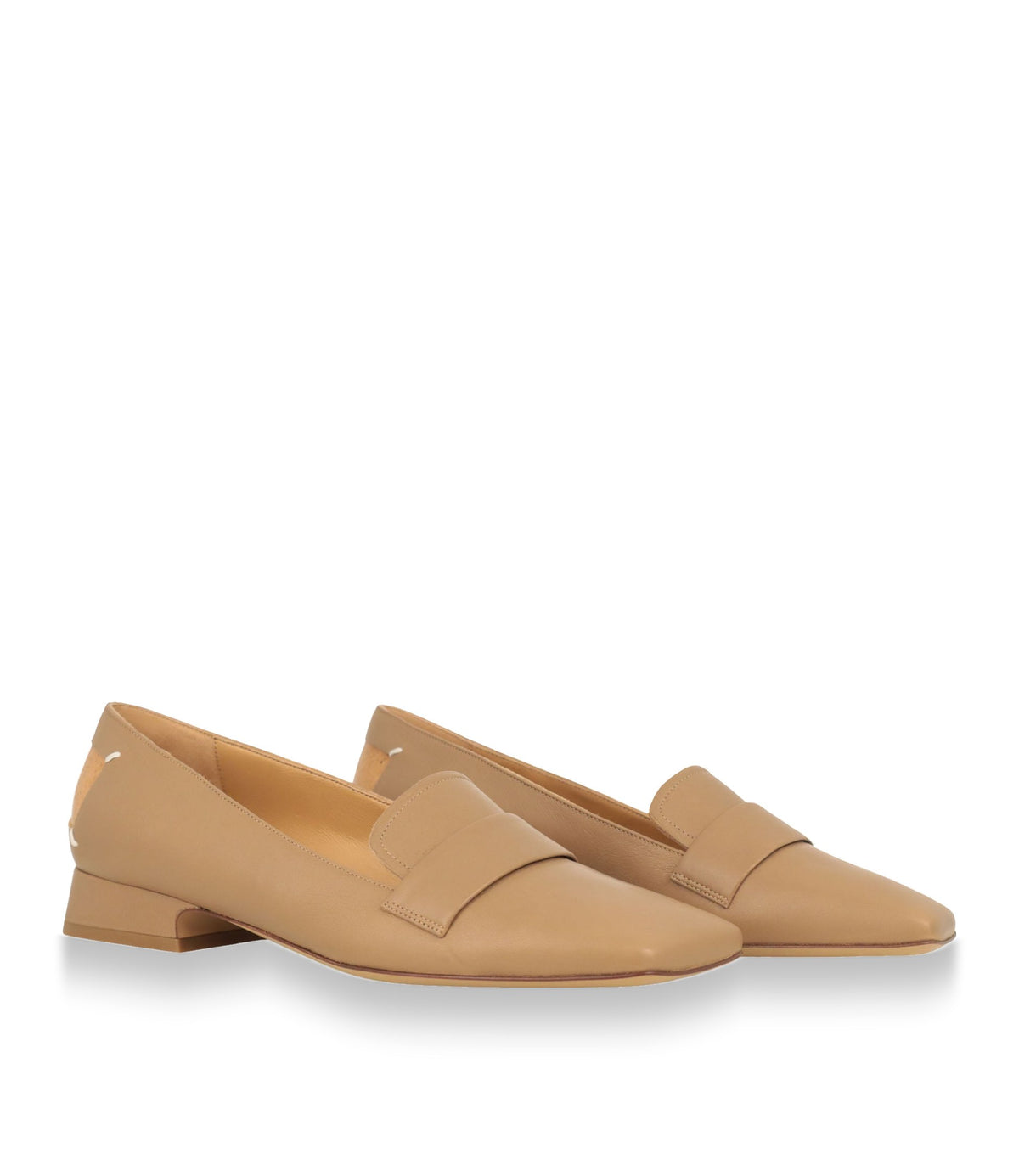 Maison Margiela Damen Loafer Größe 39 aus beigem Glattleder mit Blockabsatz