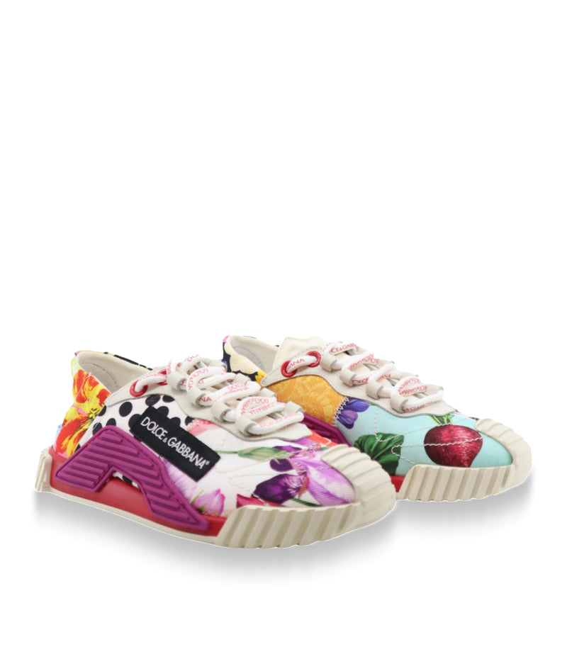 Bunter Dolce & Gabbana Sneaker mit floralen Prints und Punkten Größe 35