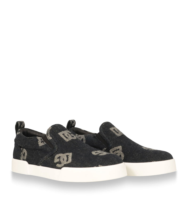 Dolce & Gabbana Slip-On Sneaker 39,5 schwarz denim logo luxus sneaker