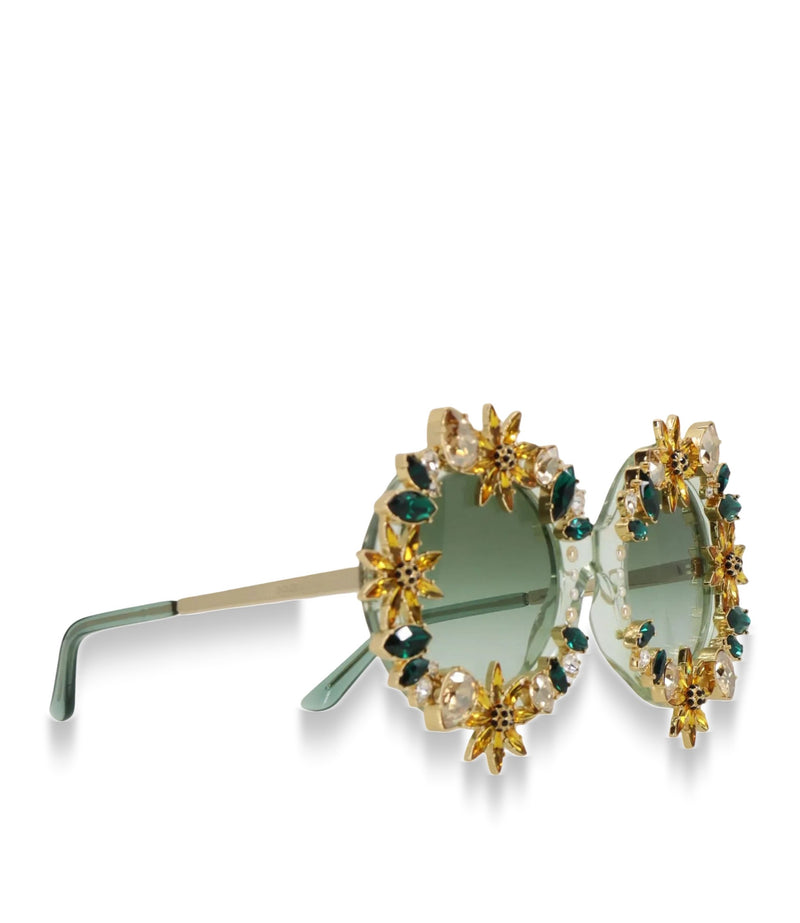 Dolce & Gabbana Sonnenbrille Herz gold grün kristallbesetzt luxuriös Statement