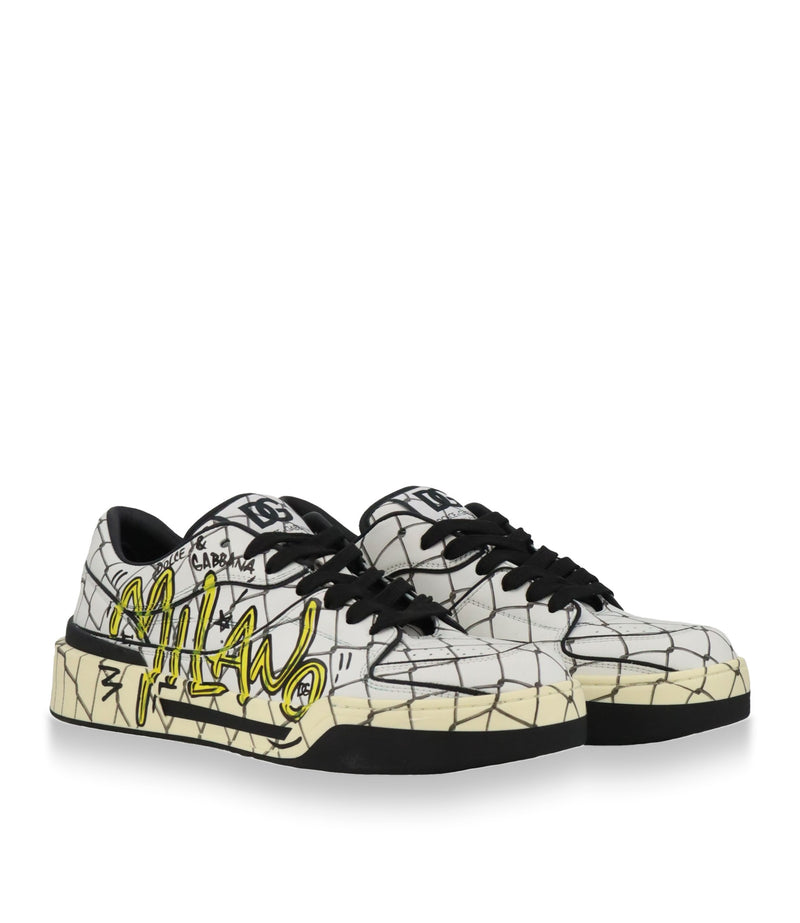 Dolce & Gabbana Sneaker weiß graffiti gelb Größe 45