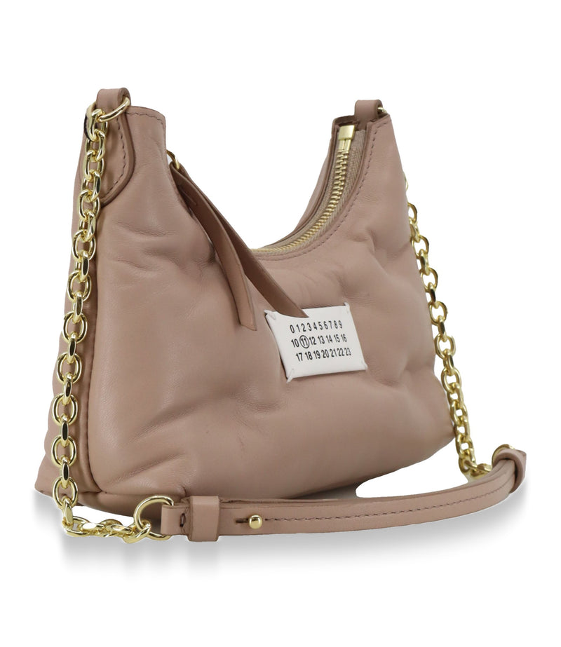 Maison Margiela Handtasche Nude aus Leder mit goldener Kette und Zahlenlabel