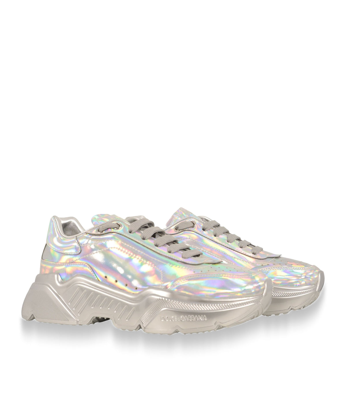 Dolce & Gabbana Sneaker Größe 39 in holografischem Silber mit Chunky-Sohle und luxuriösem Designer-Look.