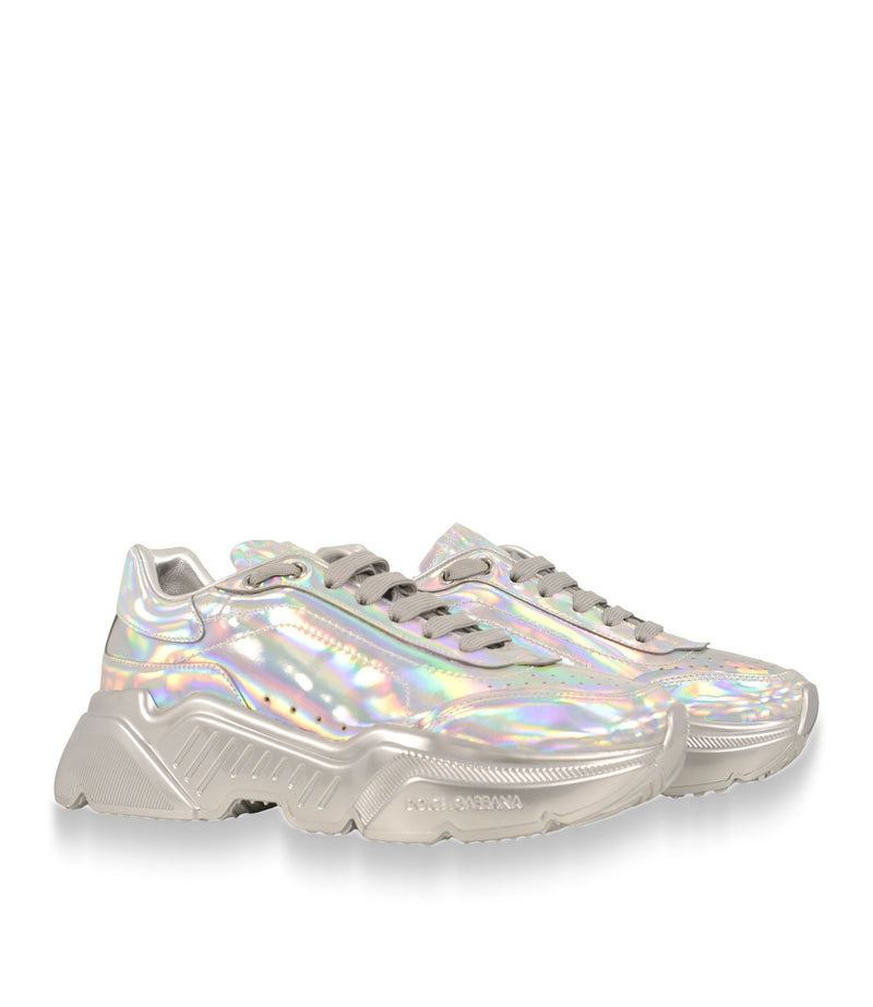 Dolce & Gabbana Sneaker Größe 39 in holografischem Silber mit Chunky-Sohle und luxuriösem Designer-Look.