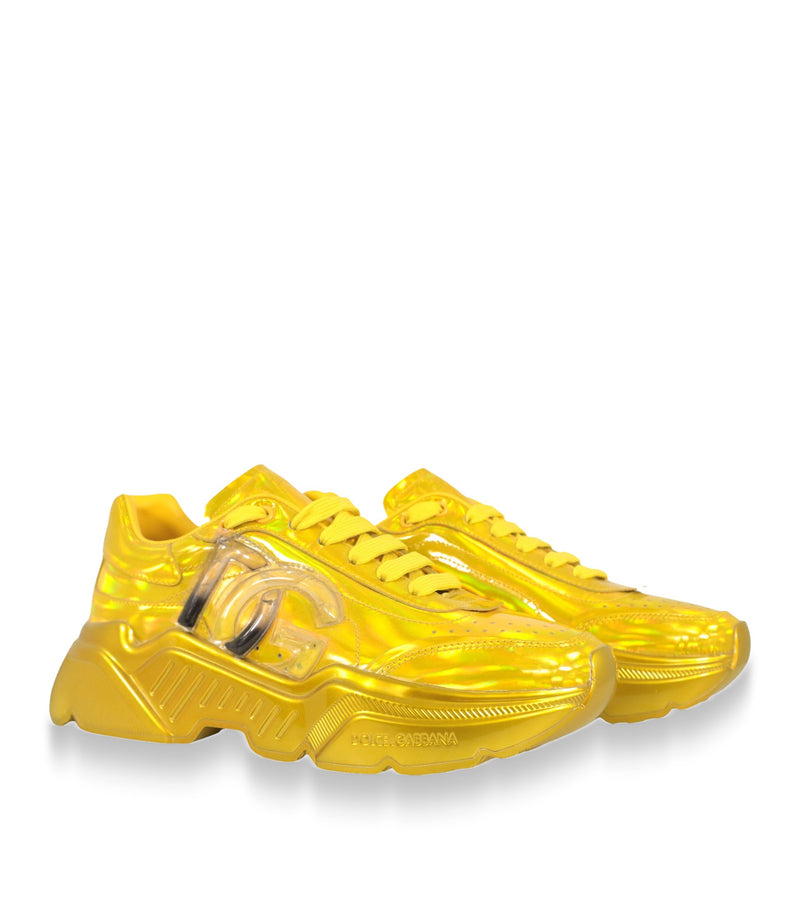 Dolce & Gabbana Sneaker Größe 39 in goldener Metallic-Optik mit DG Logo und markanter Plateau-Sohle.