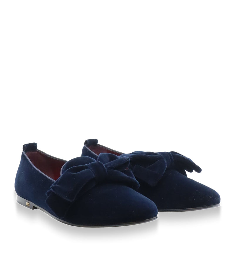 Dolce & Gabbana Herren-Loafer aus dunkelblauem Samt mit Schleife Größe 42