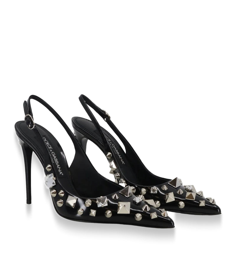 Dolce & Gabbana Slingback High Heels schwarz mit Nieten Größe 37