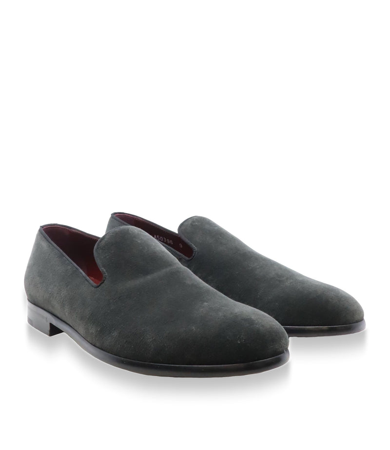 Dolce & Gabbana Herren-Slipper aus Veloursleder in Dunkelgrün Größe 43