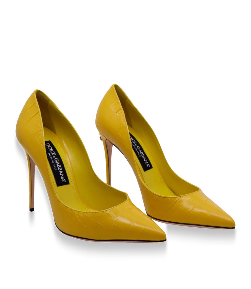 Dolce & Gabbana High Heels Größe 38 in Gelb mit Kroko-Prägung und Stiletto-Absatz