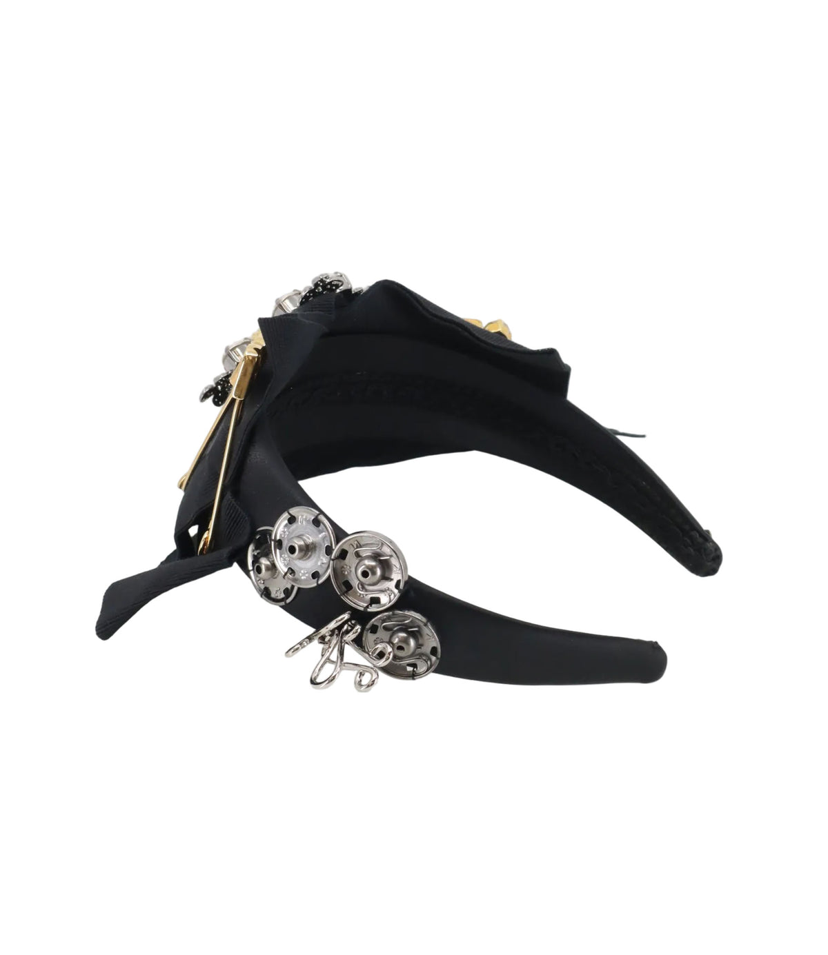 Dolce & Gabbana Haarreif Schwarz mit Kristallen, Golddetails und Schleife