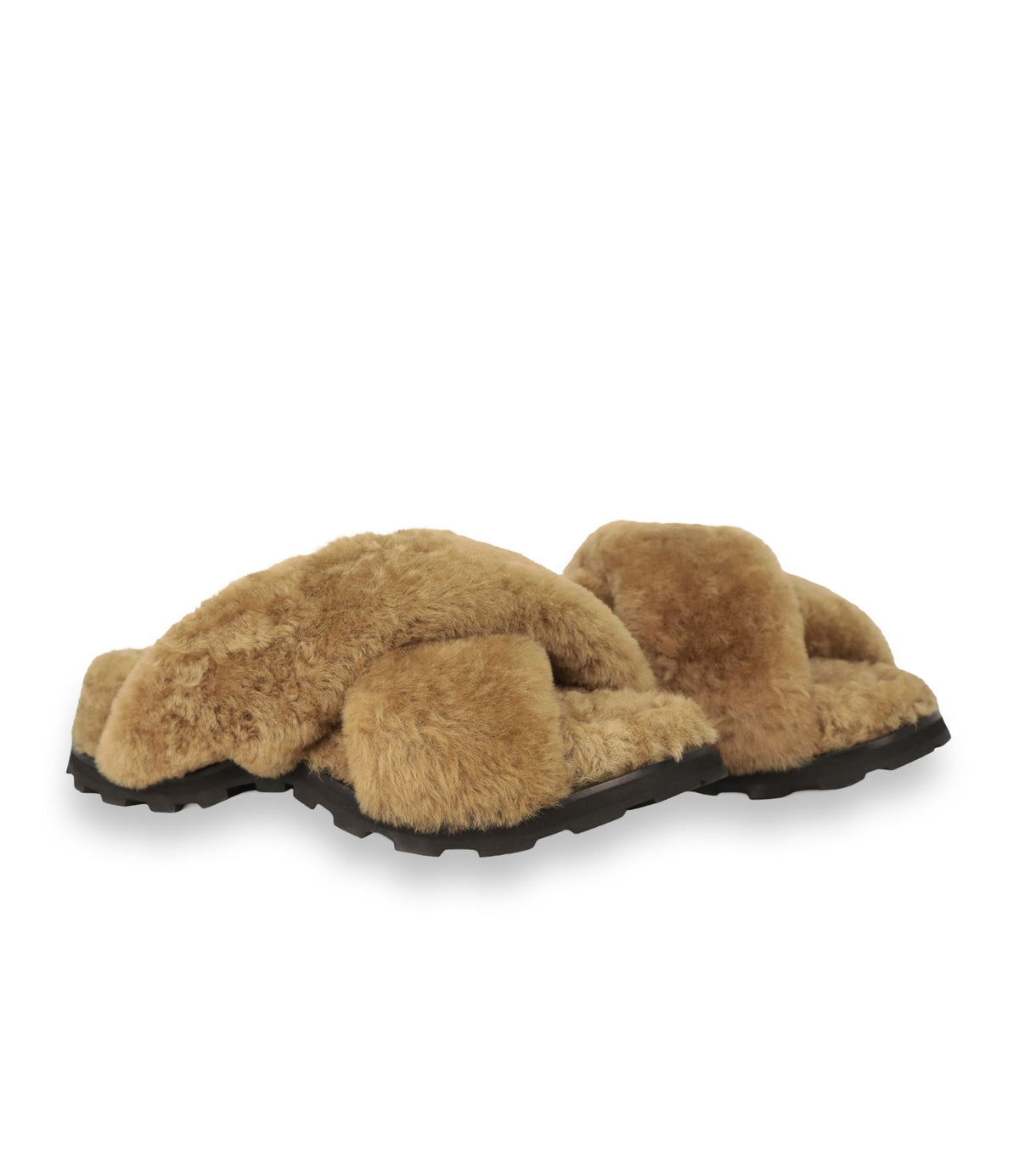 Jil Sander Fell Sandalen Größe 39 in Camel mit schwarzer Profilsohle