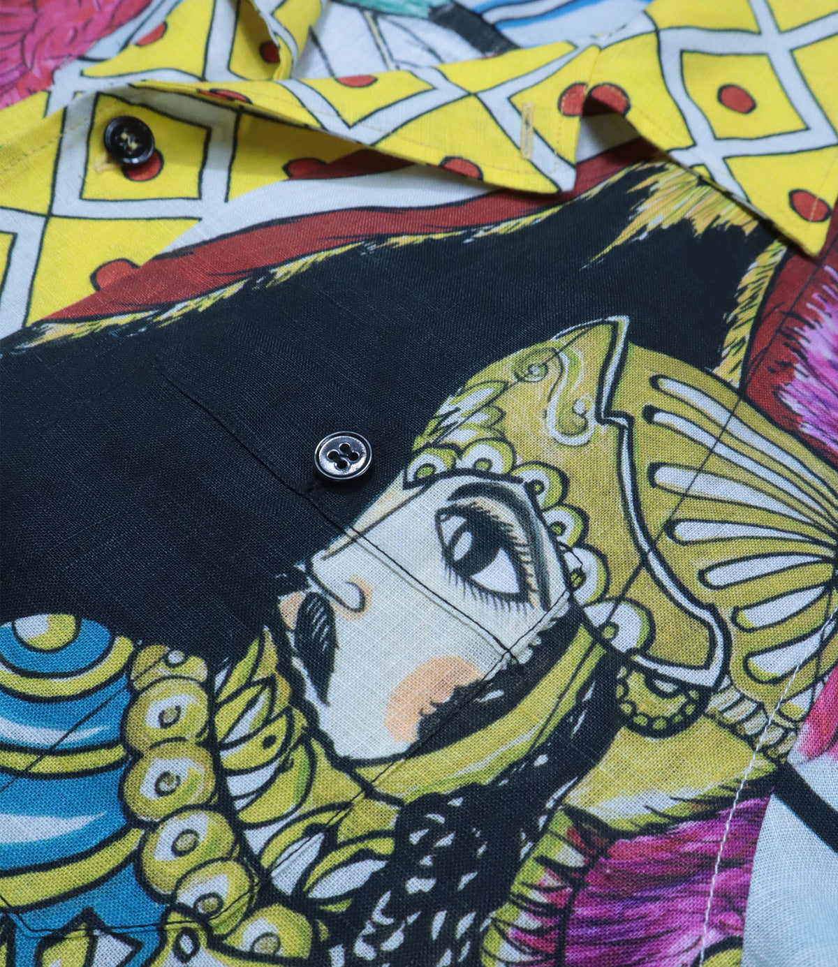 Dolce & Gabbana Leinenhemd multicolor mit kunstvollem Figurenprint Größe IT 37