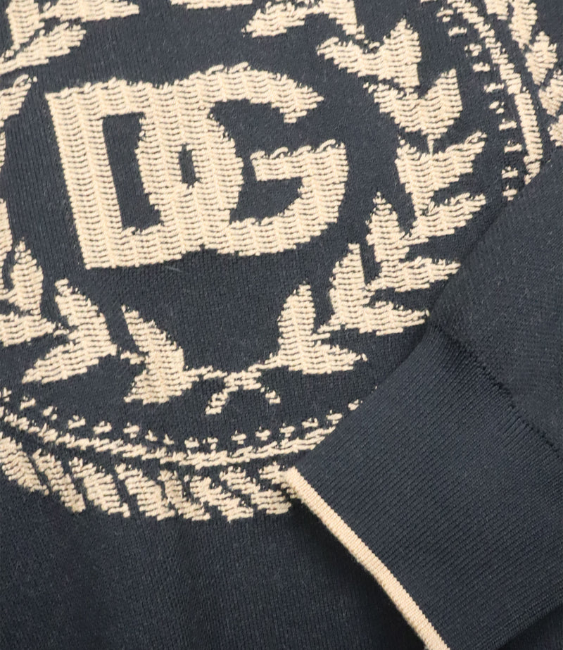 Dolce & Gabbana Pullover schwarz beige Herren Größe M mit DG Logo Muster