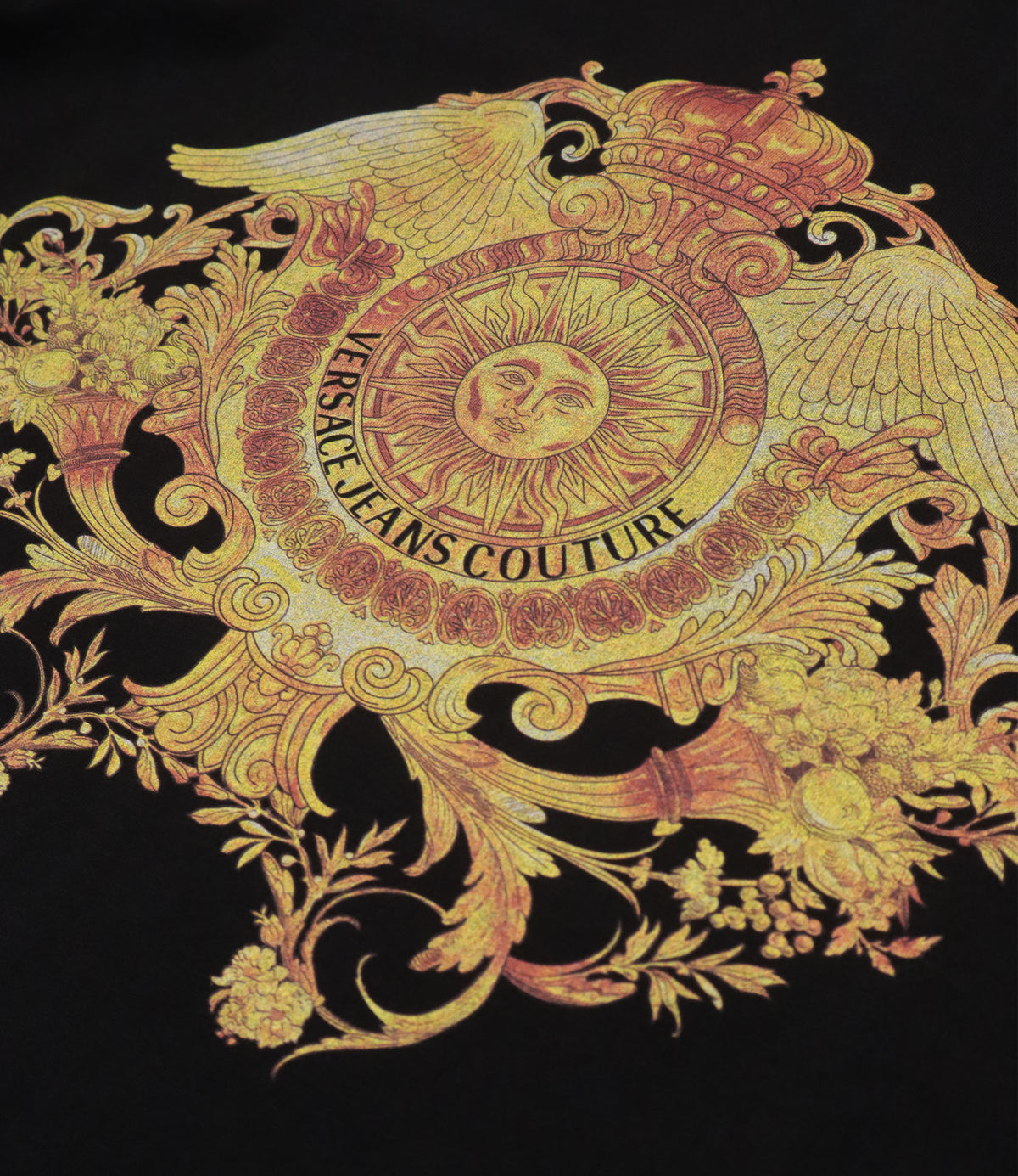 Versace Jeans Couture T-Shirt schwarz mit barockem Goldprint Größe M