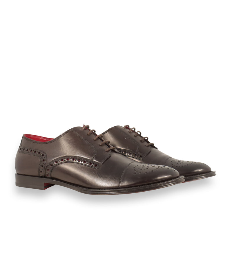 Dolce & Gabbana Business Schuhe aus dunkelbraunem Glattleder mit Brogue-Details Größe 42