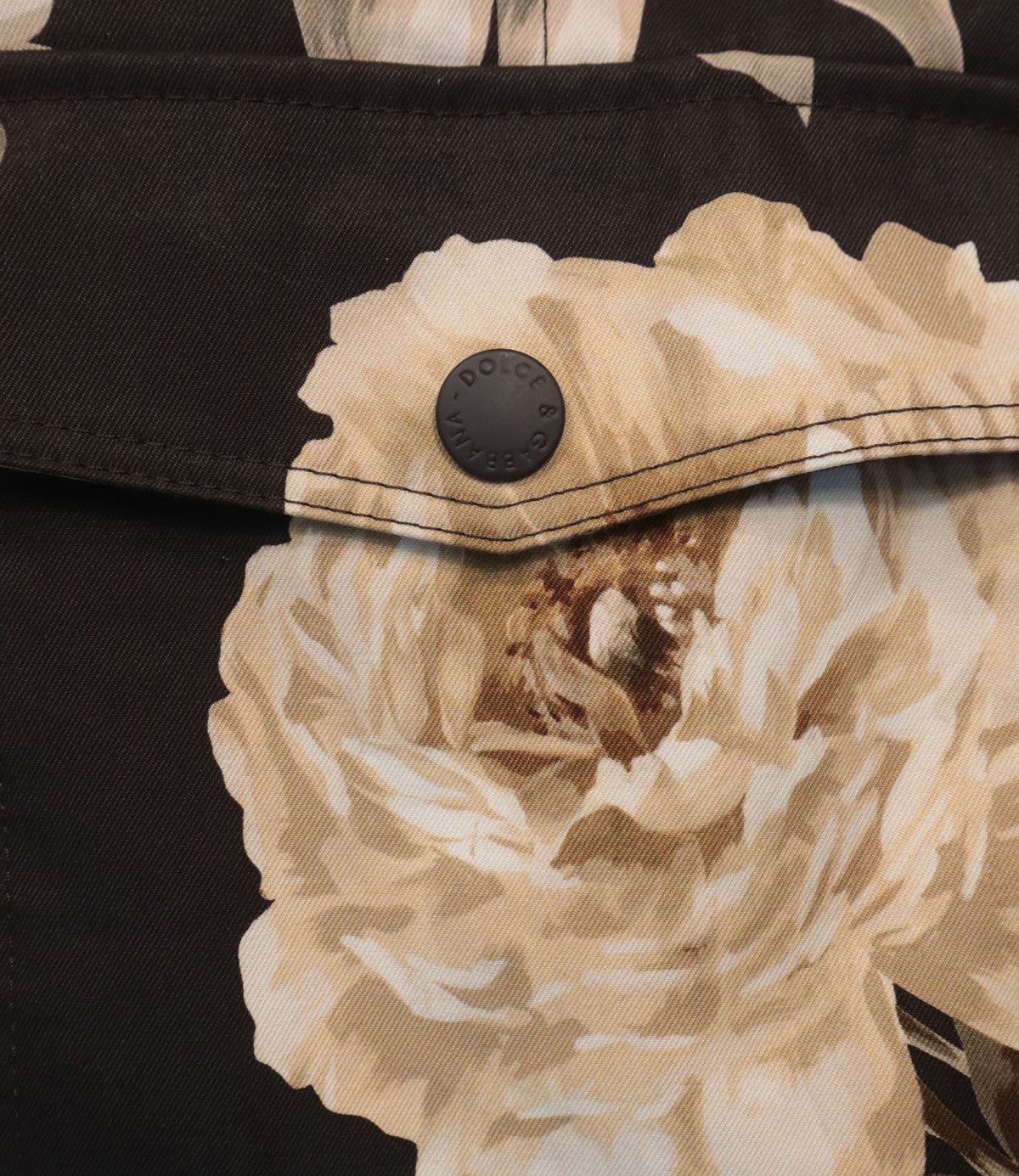 Dolce & Gabbana Parka Jacke Größe 48 mit floralem Muster in Braun und Beige aus Baumwolle Made in Italy