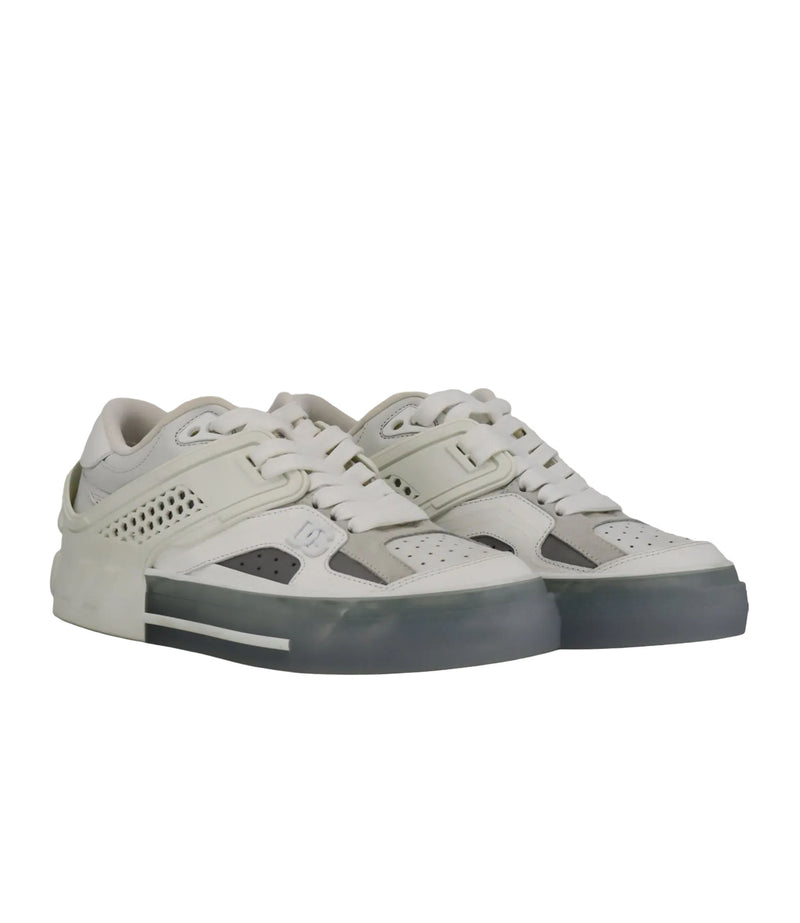 Dolce & Gabbana Sneaker Weiß Grau Größe 39 Leder Mesh modern
