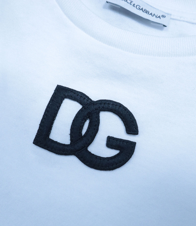 Dolce & Gabbana Kinder T-Shirt Weiß mit DG Logo aus Baumwolle