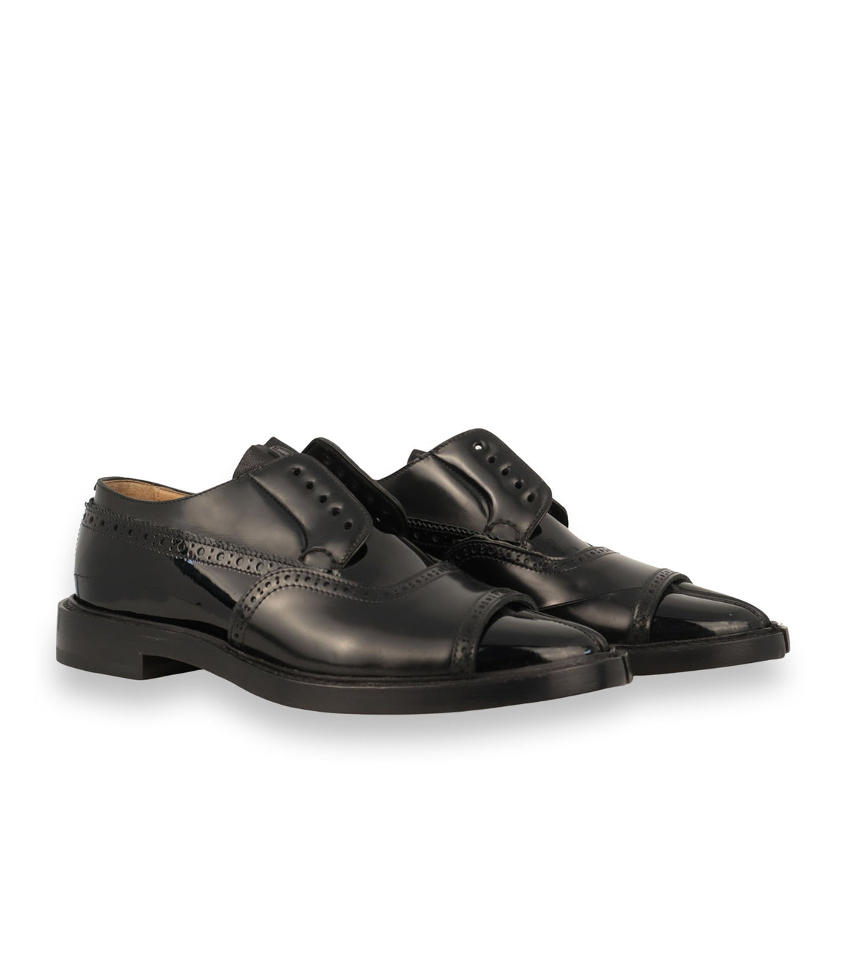 Maison Margiela Derby Tabi Schuhe aus schwarzem Glattleder Größe 38