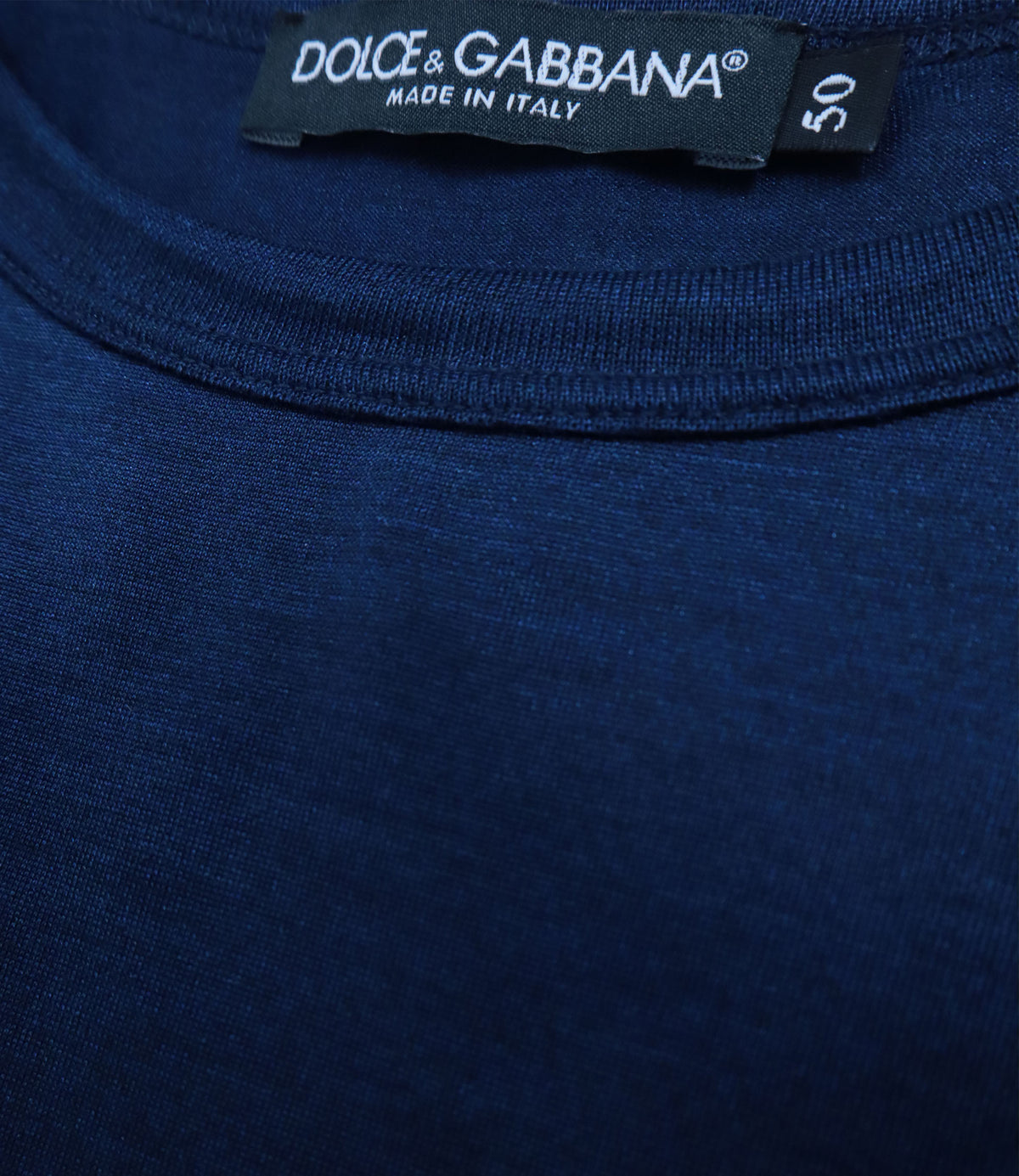 Dolce & Gabbana Seiden T-Shirt dunkelblau Größe 50 aus Italien